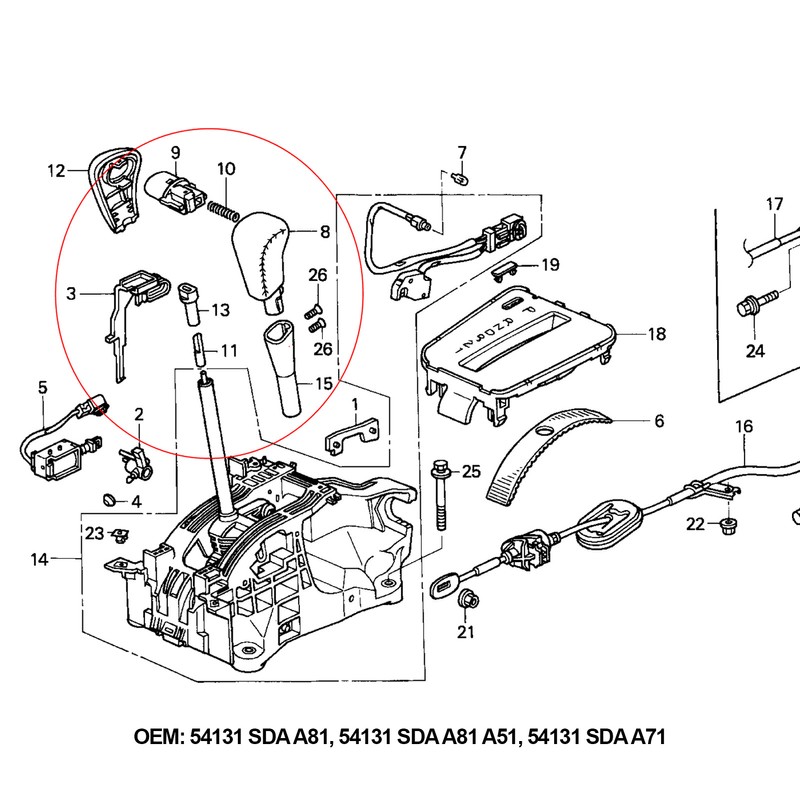 Shifter Knob Selector Assembly 54131 SDA A81 Replacement for Accord