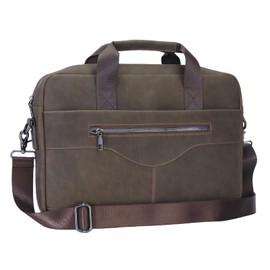14" Roomy/15.6" Compact Laptop Messenger Bag for Men, Vintage Faux Leather Briefcase - Crossbody Business Travel Satchel (B Coffee)