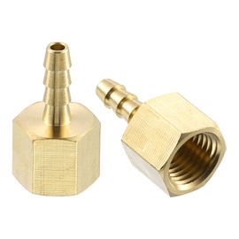 sourcing map 2 Pcs Brass Hose Barb Fitting, 3/16" Barb x 1/4" NPT Female Brass Barb Pipe Fitting Adapter for Connect Pipes Mechanical Devices Plumbing Equipment