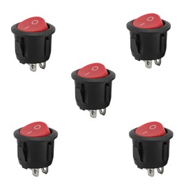 Pack of 5 Toggle Switch 12 V On/Off Lockable with Self-Locking Mini 2 Pin Rocker Switch for Installation Motorhome Switch Button Model Making Car Boat Household Appliances Lamp Switch Lockable (Red)
