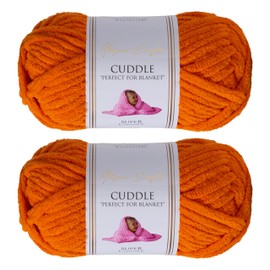 Utopia Crafts Cuddle Super Chunky Chenille Soft Yarn for Knitting and Crochet 2X 100g (Pumpkin Orange)
