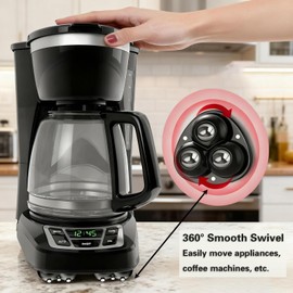 Appliance Slider Rollers, 4 Pack Self Adhesive Swivel Caster Wheels, 360° Mini Appliance Wheels for Kitchen Countertop, Coffee Maker, Air Fryer, Storage Boxes, Small Furniture, Black