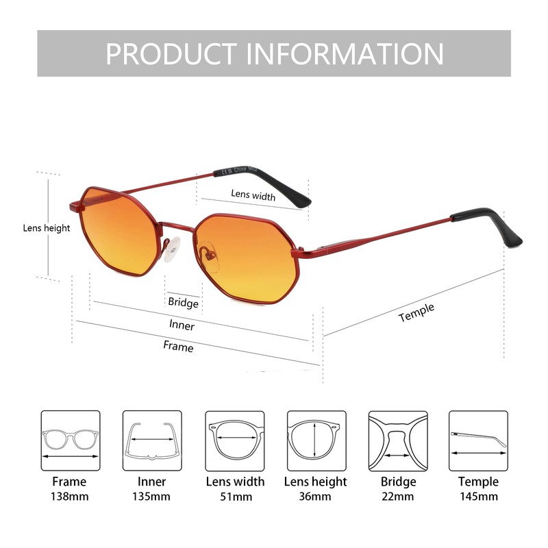 ZENOTTIC Mini Cool Octagonal Sunglasses Women Men Polarised Metal Frame