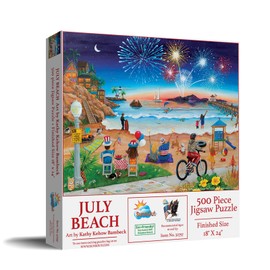 SUNSOUT INC - July Beach - 500 pc Jigsaw Puzzle by Artist: Kathy Kehoe Bambeck - Finished Size 18" x 24" Fourth of July - MPN# 32757