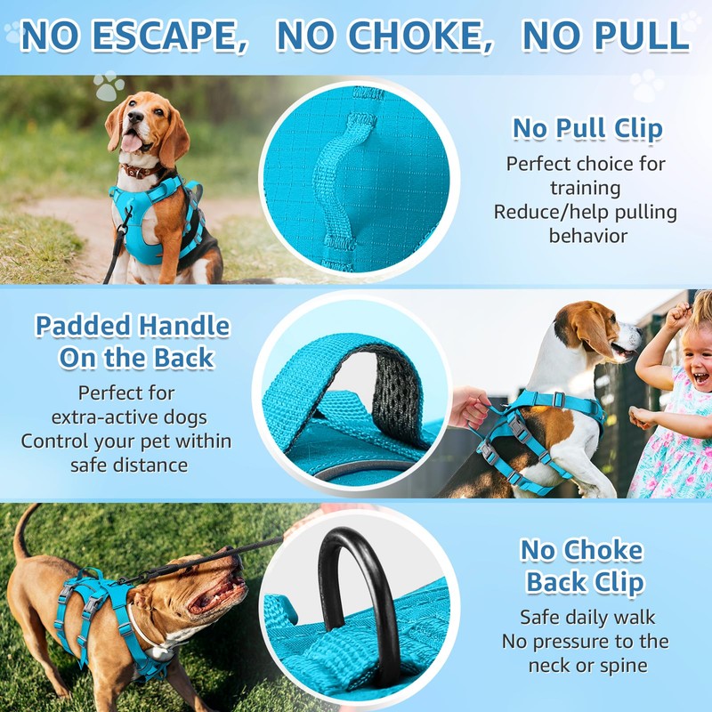 SlowTon No Pull Dog Harness - Lightweight Escape Proof Dog