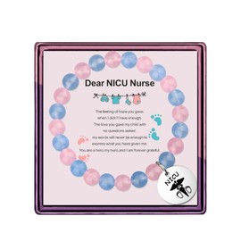 NICU Nurse Appreciation Gifts NICU Nurse Bracelet Footprint Charm Thank You Nicu Nurse Gifts Neonatal Nurse Gifts,Neonatal Nurse NICU Nurse Gifts for Women (Pink blue nicu bracelet)