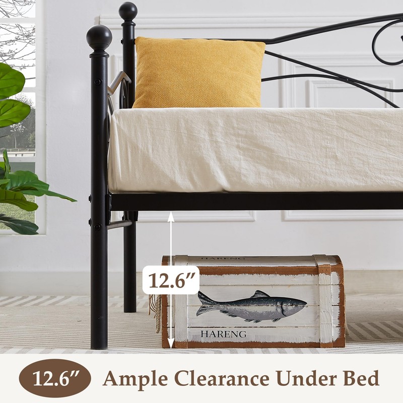 VECELO Twin Size Daybed Frame Metal Steel Slat Support with