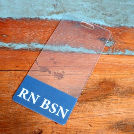 5 Pack - Clear RN BSN Badge Card Vertical - ID Badge Buddy for Registered Nurses with BSN - Transparent Title/Medical Role Identifier Backer - Hospital Nurse Badge by Specialist ID (Blue)