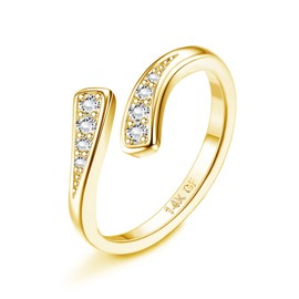 Morfetto 14K Gold Filled Toe Rings for Women Adjustable Open Pinky Rings Huge Band CZ Three Row Gold Toe Rings Foot Jewelry Double