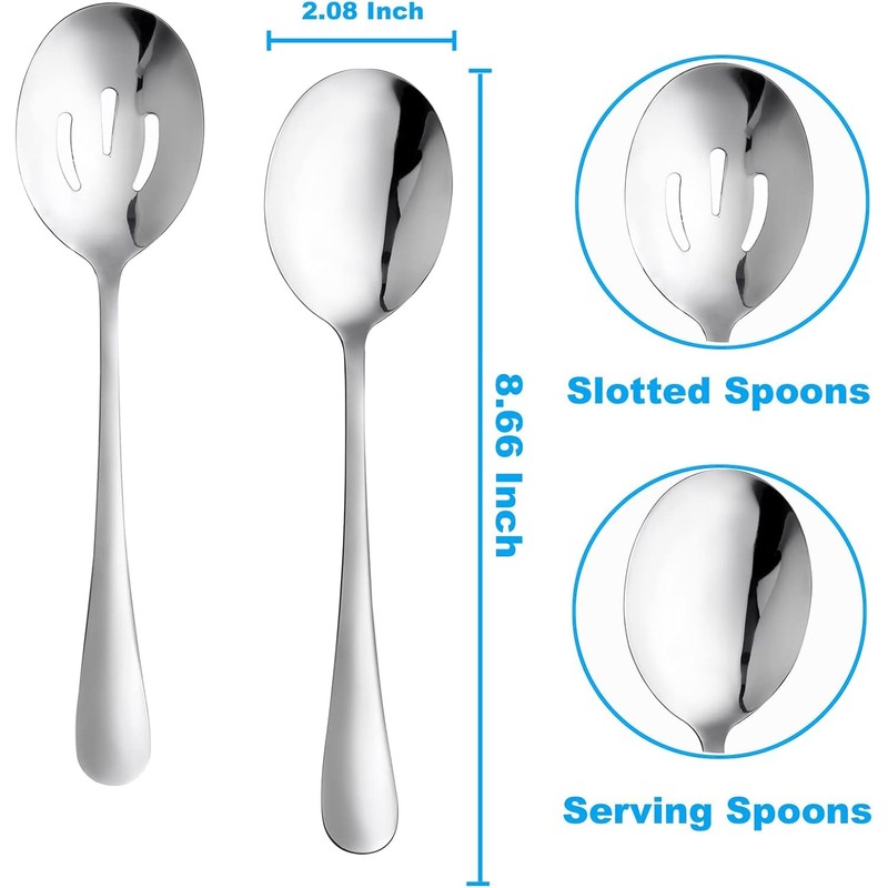 6-Piece Stainless Steel Serving Spoons Set - 3 Large Serving