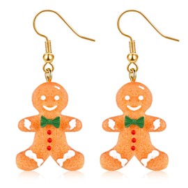 Jadive Christmas Gingerbread Man Earrings for Women Gingerbread Earrings Cute Christmas Earrings Dangle Earrings Festive Jewellery Gift for Women Girls Party Gifts Decoration