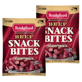 Bridgford Beef Snack Bites 4 oz Pack of 2 - Ready-to-Eat Beef Snacks for On-the-Go Snacking - Gluten-Free Zero Carbs Meat Snacks for Adults - Keto Beef Snack Bites for Your Keto Diets