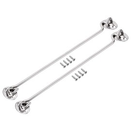 sourcing map 12" Cabin Hook Eye Latch Gate Door Swivel Window Hook Stainless Steel with Mounting Screws 2pcs