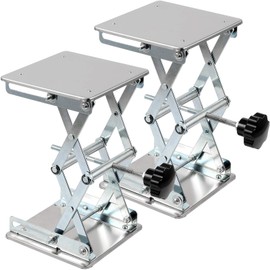 KEILEOHO 2 PCS 6 x 6 Inches Lab Jack Scissor Stand, 10 KG Stainless Steel Laboratory Lift Stand, Mini Lab Lift Stand Table Lifting Jack Platform, Expandable Table Height Range from 75mm to 260mm