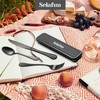4-pieces Travel Set with Case Portable Silverware Utensils Set for