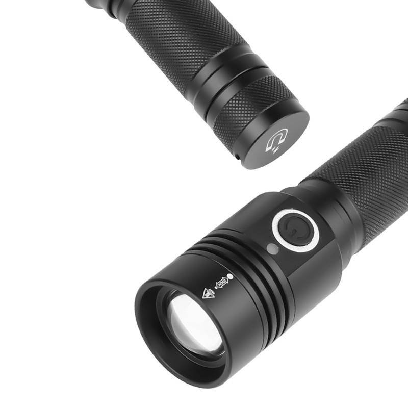 Telescopic Zoom Strong Light Flashlight High Brightness Power Display Portable