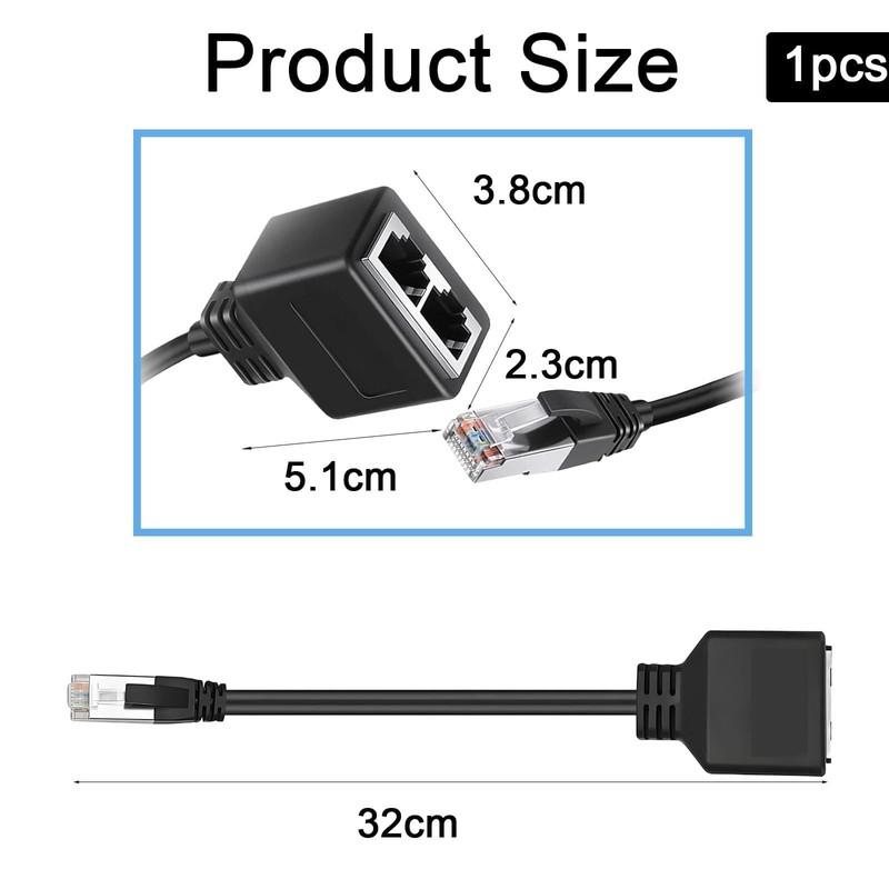 Syylqyr 1 PCS Ethernet Splitter 1 to 2, Rj45 Splitter