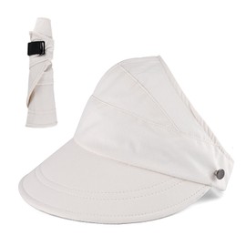 LACOFIA Women's Sun Visor, UV Protection, Sun Protection, UPF 50+, Wide Brim, Small Face, Less Stuffy, Compact, Foldable, Adjustable Size, Gradation Color, 2024 White