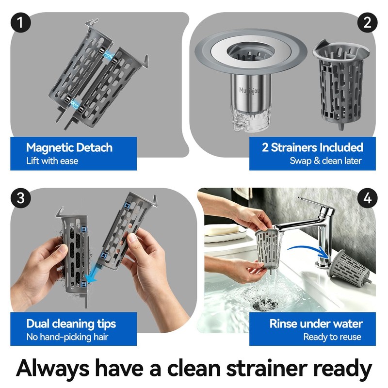1.25"-2.6" Shower Drain Hair Catcher, Magnetic Floor Drain Stopper(1 Pack)