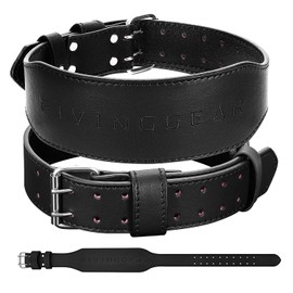 FIVING Training Belt, Weight Lifting Belt, Muscle Training, Power Belt, Leather, Genuine Leather, Cowhide Hide, Adult Unisex (Black, XL)