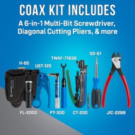 Jonard Tools TK-85 COAX Tool Kit - 8 Piece COAX Cable Network Tool Kit Featuring Coaxial Cable Stripper RG59 / RG6 / RG7 / RG11, CATV Tools and Universal Compression Tool