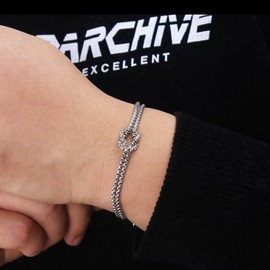 Double-Layer Stainless Steel Bracelet With Square Beads and Christian Cross Charm – Trendy Hollow Cross Pendant For Celebrating Baptism, Easter, Christmas, Thanksgiving Gift (Silver)