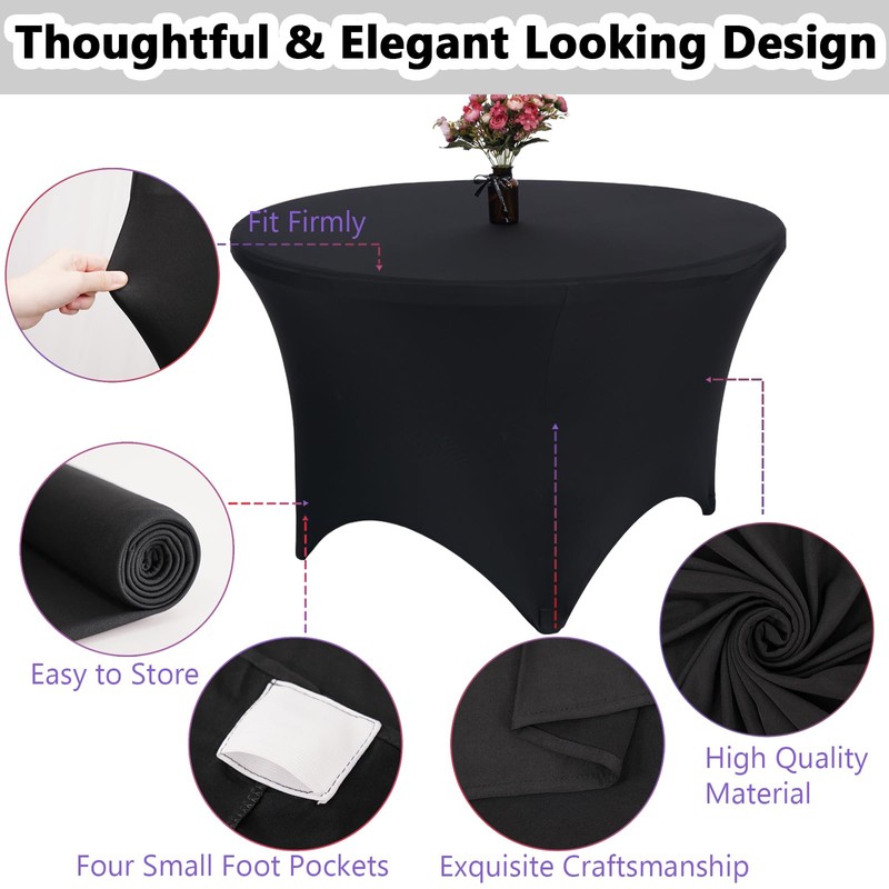 Zdada 6ft Round Stretch Table Cover Spandex Table Cloth Tight