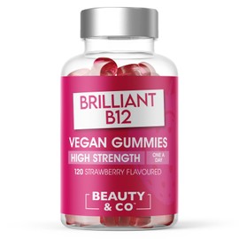 B12 Gummies - Beauty & Co Vegan High Strength Strawberry Flavour Vitamins 120 Gummies (Pack of 1)