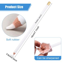 Pack of 6 White Professional Drawing Charcoal Pencils Soft Non-Toxic Wooden Eraser in Pen Shape Fine Erasing for Drawing Beginners and Artists for Sketches, Highlights and Coloured Illustrations