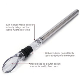 FosFun WN-032 wine cooler fitted kitchen with aerator, cooler and spout - Stylish stainless steel stick - The perfect gift for men and women FosFun