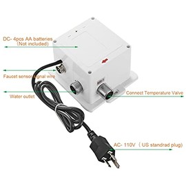 Automatic Sensor Control Box Dual Powered for Bathroom Sink Faucet Touchless Temperature Commercial Deck Mount Solid Brass Motion Activated Bath Tub Lavatory Basin Vanity Faucet Mixer Tap Touch-Free