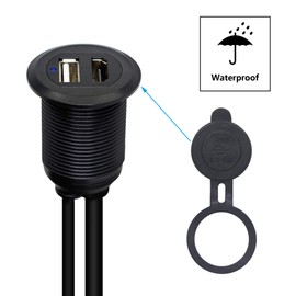 SinLoon USB HDMI Flush Mount Cable 2 Ports USB 2.0 HDMI Flush Mount Car Mount Extension Waterproof Cable for Car Truck Boat Motorcycle Dashboard Panel 3.3FT