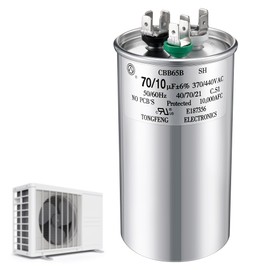 Fiada 70+10 uF±6% 370/440VAC, CBB65B Dual Run Round AC Capacitor, UL Listed Motor Run Capacitor for Air Conditioner Unit Fan Motor Start or Heat Pump or Condenser Straight Cool Part Replacements