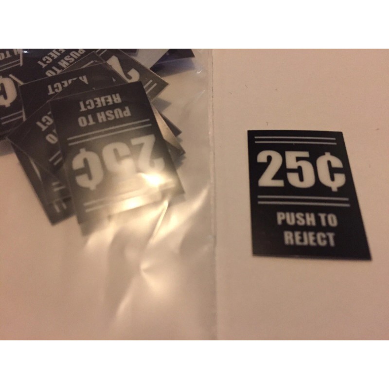 Push To Reject Arcade Coin Door Button Insert .25¢/.50¢/.75¢ Cents