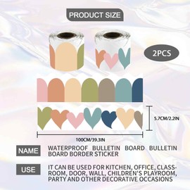 PMELCXD Colorful Classroom Borders, 65 Ft Bulletin Board Borders, notice board border, display border, Decoration Borders for Classroom School Bulletin Board Blackboard, semicircle+heart