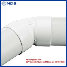 NDS 3P03 PVC 45-Degree Elbow, 3-Inch, for Hub X Hub Solvent-Weld Connections, for Use with 3-Inch Sewer and Drain Pipe, White