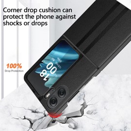 FiiMoo Case for Oppo Find N2 Flip, Case Cover, Folding Case, Anti-Scratch, Premium PU Protective Case, Shockproof TPU Anti-Drop, Scratch-Resistant, Black