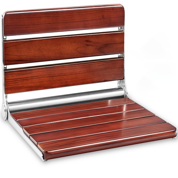 New Upgraded 20" Folding Teak Shower Seat Wall Mounted –