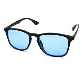 6 Colors Men's Sunglasses Brand 7JEWELRY Square Sunglasses Smoke Blue Brown Clear Lens UV Protection, black and light blue