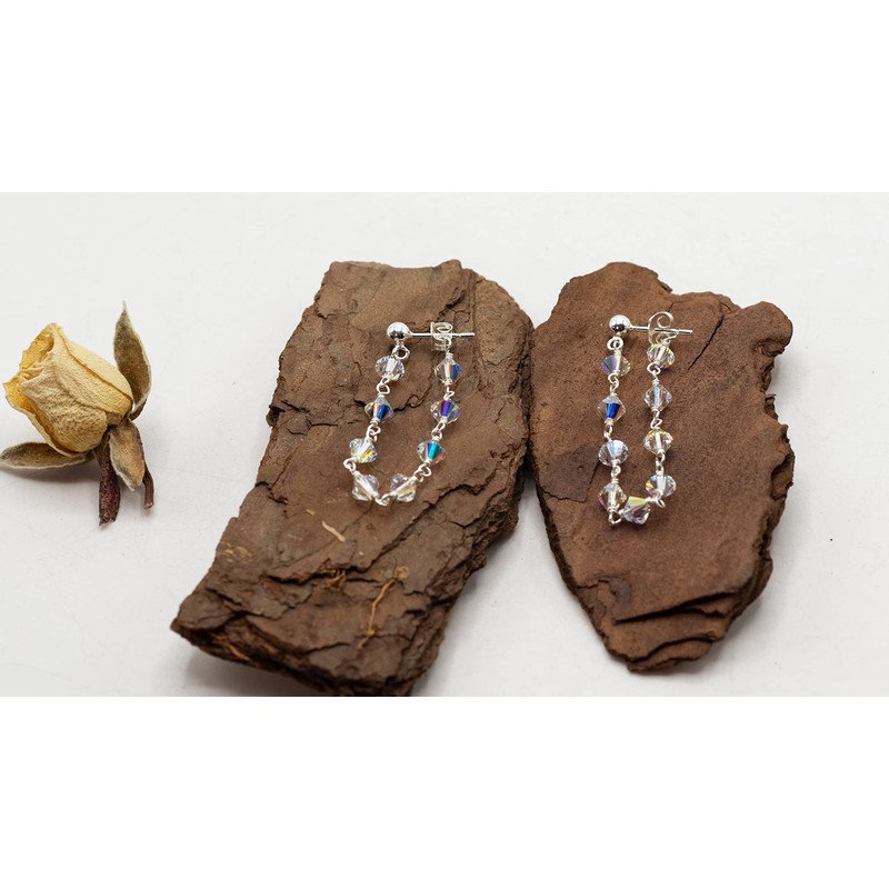 LTC Designs Sterling Silver Loop Drop Earrings Made With Austrian