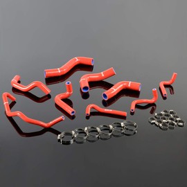 PIT66 Silicone Radiator Hose Kit,Compatible with 1989-1993 Mazda Roadstar Miata MX-5 NA6CE B6ZE 1.6L Red with Clamps