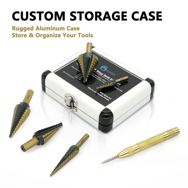 GMTOOLS Step Drill Bit Set - Black and Gold, 6