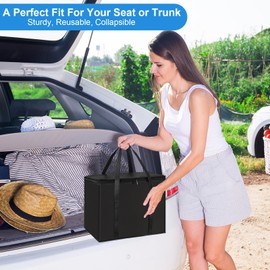 Esilihom 3 Pack Insulated Cooler Bag with Base, 35L Large Thermal Bags for Hot & Cold Food, Reusable Food Delivery Bag for Pizza/Picnic/Camping/Men/Women