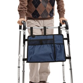 Walker Basket with Cup Holder, Detachable Baskets for Walkers, Folding Walker Basket Bag, Storage Bags to Carry Things, Drive Walkers Accessories, for Seniors, Adult, Handicap