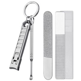 VOGARB Keychain Nail Clippers for Men Fingernail and Toenails, Portable Ultra Sharp Finger Nail Clipper with Nail File and Earpick Set, Folding Slim Design for Travel, Home, Working, Purse, Backpack