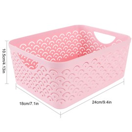 STARVAST - Paquete de 5 cestas de almacenamiento de plástico, con patrón de escamas de pescado rosa portátil con asa para cocina, baño, habitación de niños o guardería, 9.4 x 7.1 x 4.1 pulgadas