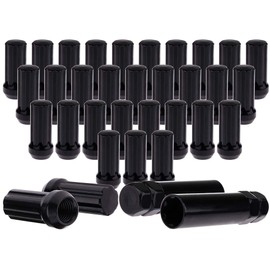 SCITOO 32PCS+2Keys Black Wheel Lug Nuts Spline Closed End Socket Thread 14x2 Lug nut for Ford Excursion for Ford F-250 Super Duty for Ford F-350