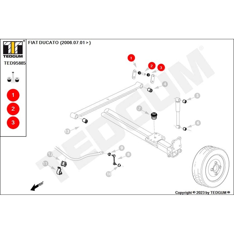 TEDGUM Bronzina cuscinetto Molla a balestra-Cofano motore TED95885