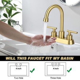2Pcs Bathroom Faucets 3 Hole, 4 Inch Faucet for Bathroom Sink with Pop-up Drain & Supply Hoses,360°Swivel Spout RV Bathroom Sink Faucet, 2 Handle Centerset Faucet for Bathroom Sink,Vanity