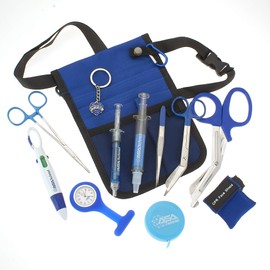 ASA Techmed Nurse Fanny Pack Pocket Organizer Pouch Hip Bag Medical Organizer Belt with Nursing Tools Included (Blue)